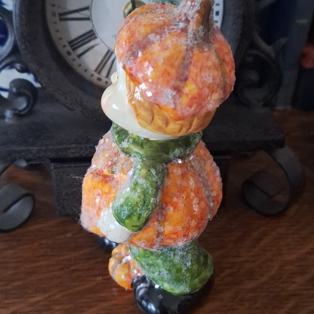 Vintage Porcelain Halloween Boy in Pumpkin and Girl in Ghost Costume Figurines - Picture 3 of 8